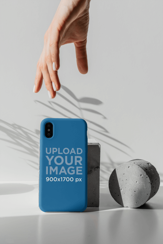 Mockup Of A Woman About To Grab A Phone Case