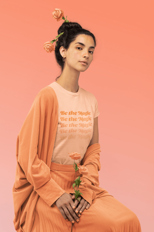 Monochromatic T Shirt Of A Woman Holding Some Roses