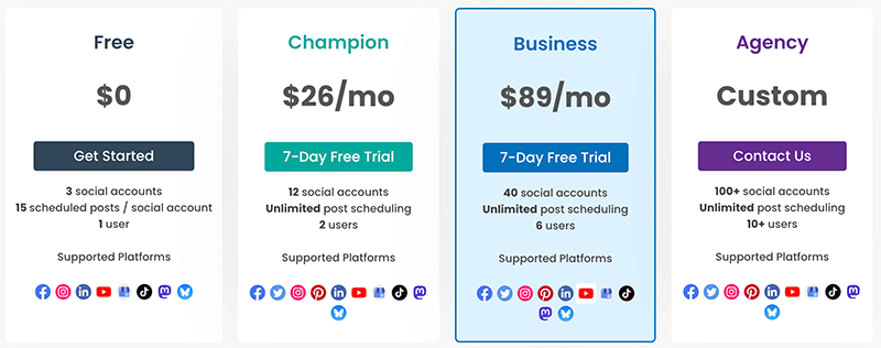 Social Champ Pricing