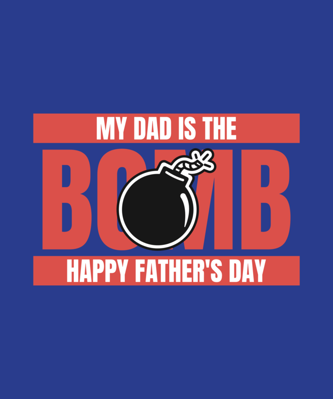 T Shirt Design Template With A Bomb Icon For Father's Day Dark Blue Variation