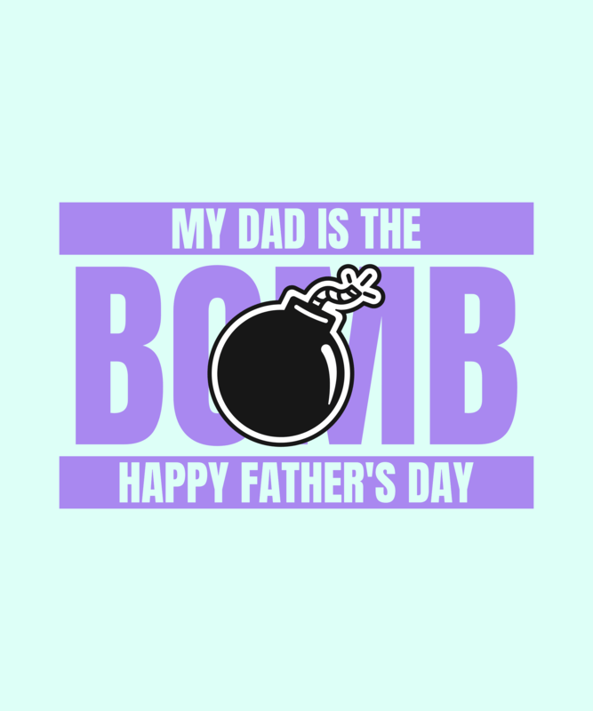 T Shirt Design Template With A Bomb Icon For Father's Day Light Blue Variation