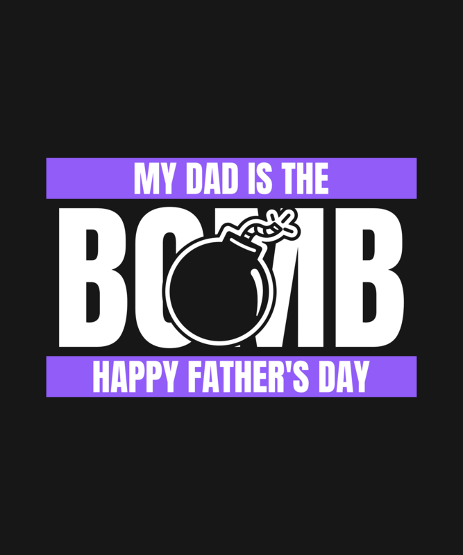 T Shirt Design Template With A Bomb Icon For Father's Day