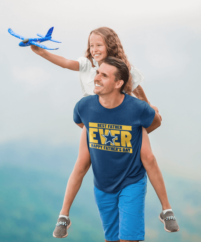 T Shirt Mockup Of A Happy Dad Carrying His Daughter On His Back For Personalized Father's Day Gifts Inspiration