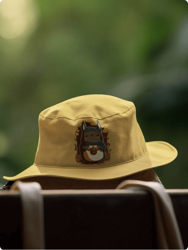 Cinematic Themed Mockup Of An AI Generated Bucket Hat