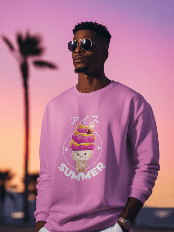 Mockup Of A Man Wearing A Sweatshirt With Fun Ice Cream Characters