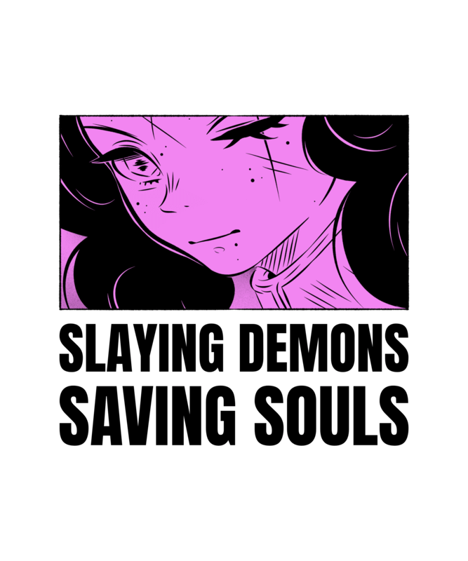 T Shirt Design Maker Featuring An Illustrated Girl Inspired By Demon Slayer Anime