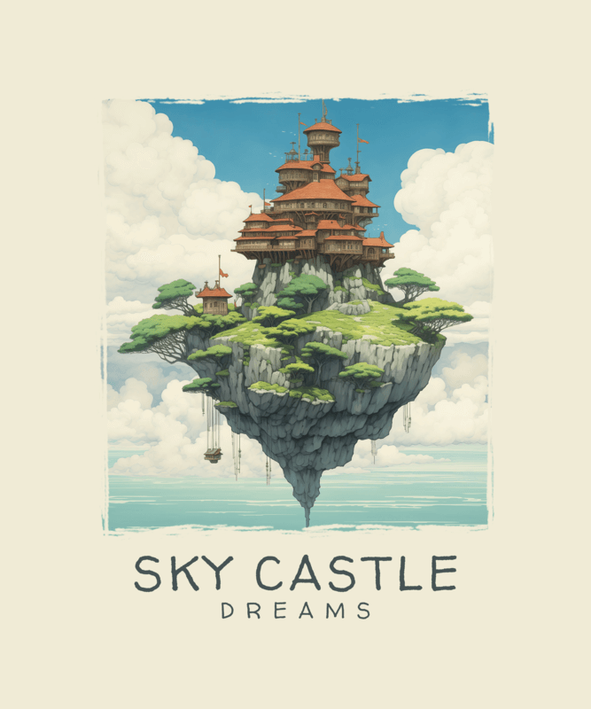 T Shirt Design Maker Featuring An Illustration Inspired By The Studio Ghibli Movies