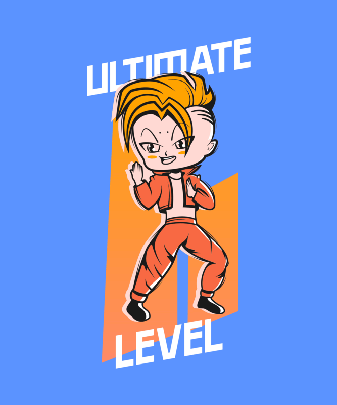 T Shirt Design Template Featuring A Cartoon Inspired By Dragon Ball