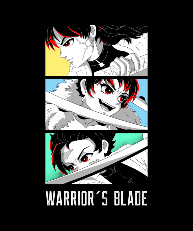 T Shirt Design Template Featuring An Illustrated Anime Sequence Inspired By Demon Slayer