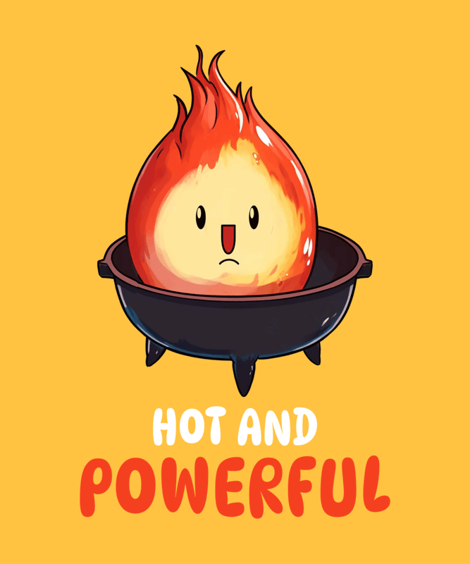 T Shirt Design Template With A Cartoonish Flame Inspired By A Miyazaki Film