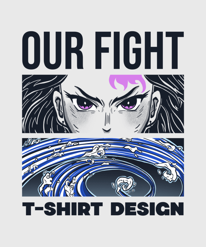 T Shirt Design Template With An Anime Illustration Inspired By Demon Slayer