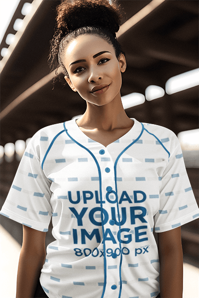 Ai Created Mockup Of A Woman Wearing A Sublimated Sports Jersey