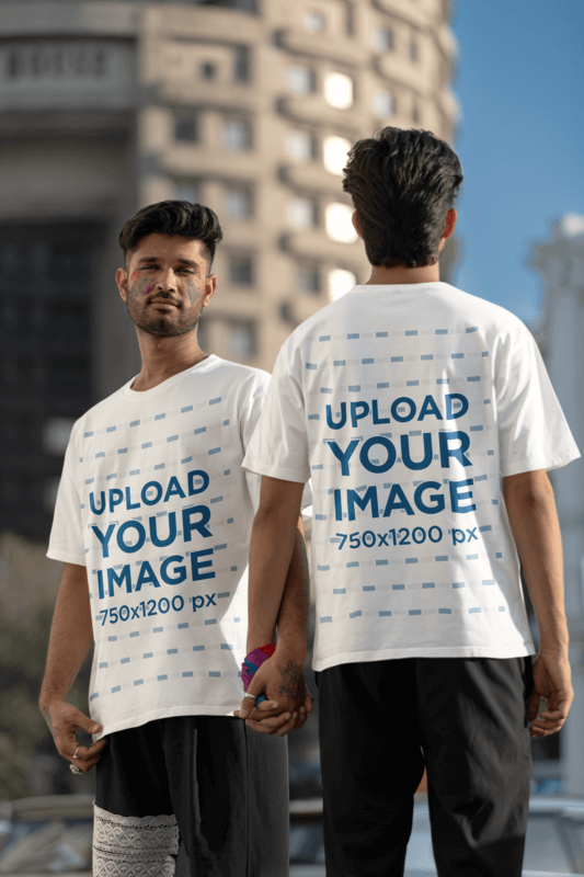 Blinkstore Tee Mockup Of Two Men Holding Hands To Celebrate Pride Month