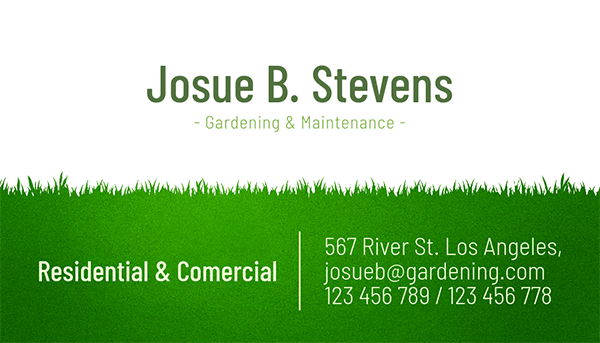 Business Card Template For A Gardening And Maintenance Landscaping Company