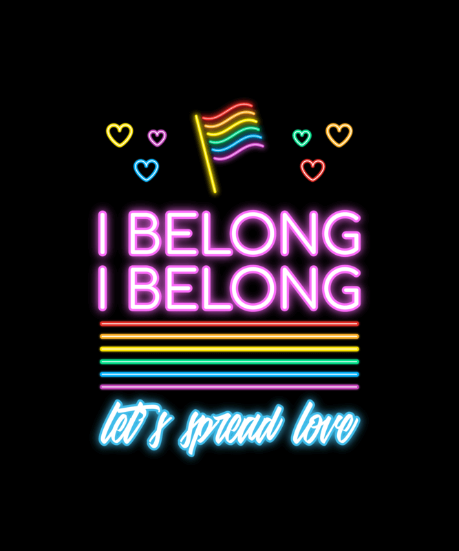 LGBTQ+ T Shirt Pride Design Maker Featuring Colorful Neon Graphics