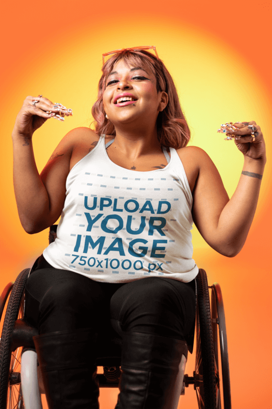LGBTQ Themed Mockup Tank Top Mockup Of A Woman Using A Wheelchair
