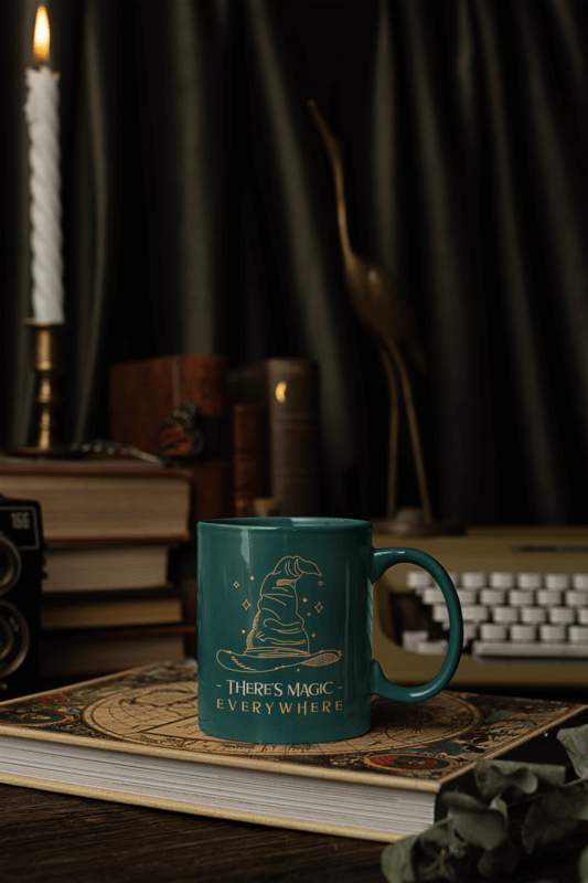 Mockup Of An 11 Oz Coffee Mug In A Dark Academia Themed Set