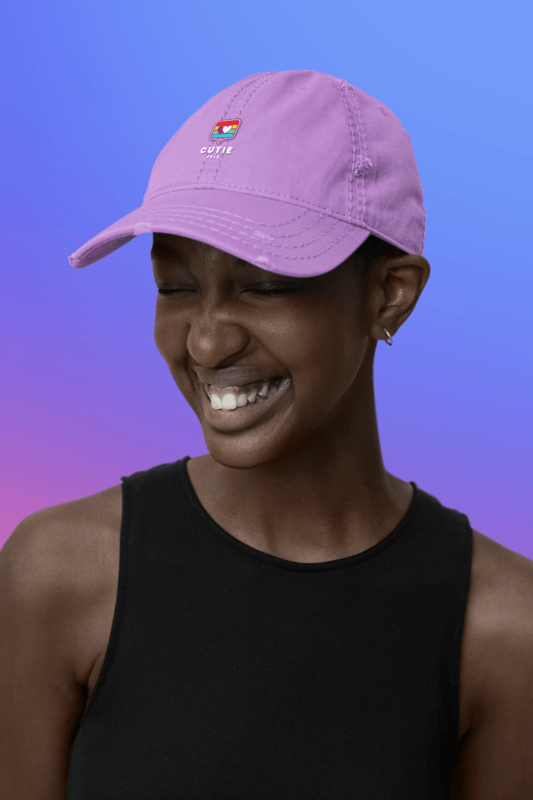 Otto Cap Dad Hat Mockup Of A Cheerful Woman Posing In A Studio
