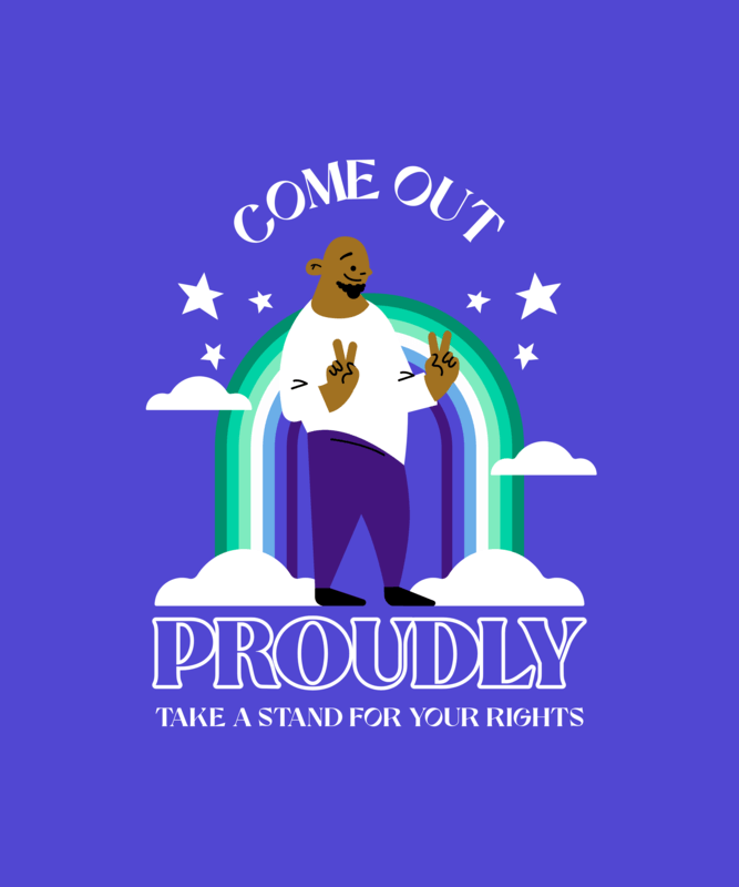 T Shirt Design Maker For LGBTQ+ Pride Month With A Coming Out Encouraging Quote