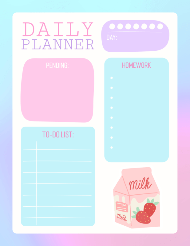 Daily Planner Template Featuring Food Stickers