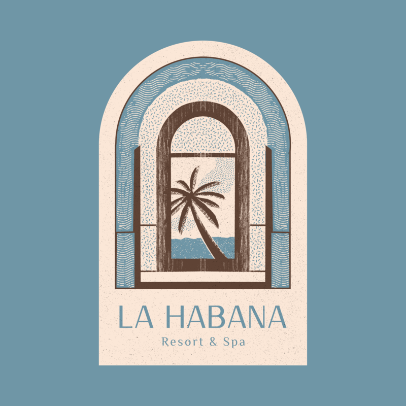 Logo Template For Beach Resorts Featuring A Palm Tree Illustration