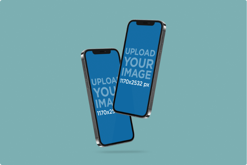 Mockup Featuring Two Iphones 12 Pro Against A Solid Color Background