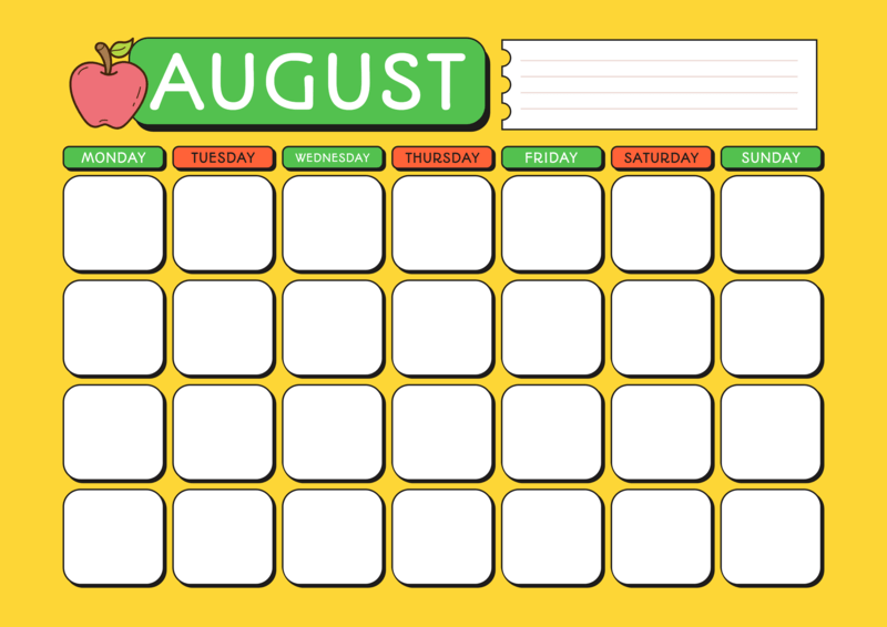 Monthly Calendar Maker For A Preschool Teacher Featuring An Apple Clipart