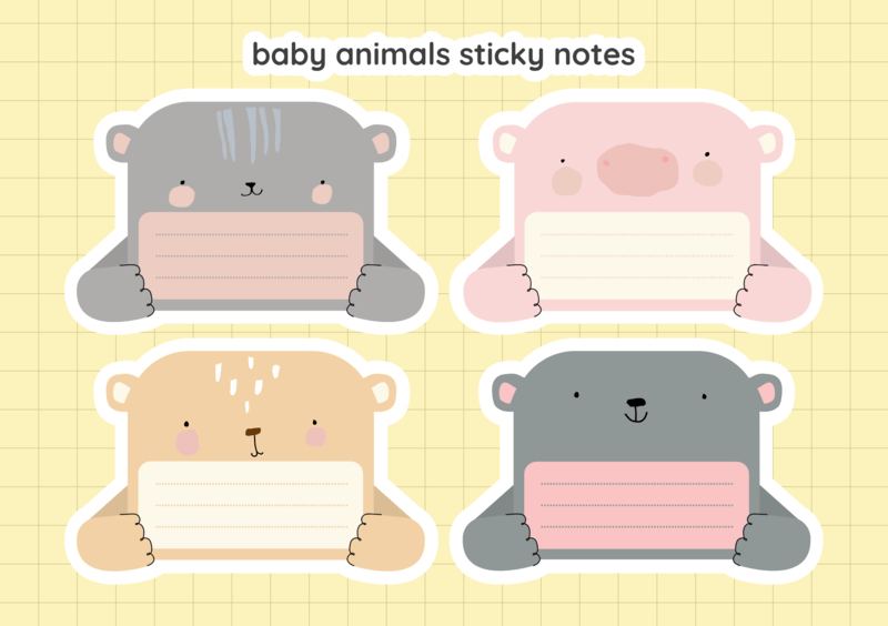 Name Tag Template Featuring Cute Baby Animal Illustrations