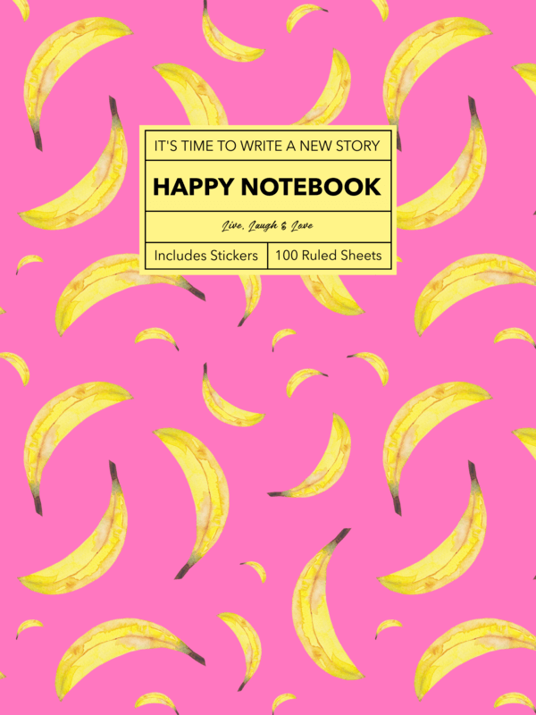 Notebook Cover Maker Featuring A Fun Banana Pattern