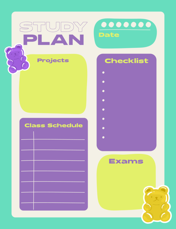 Planner Pad Template For Students Featuring Gummy Bear Stickers