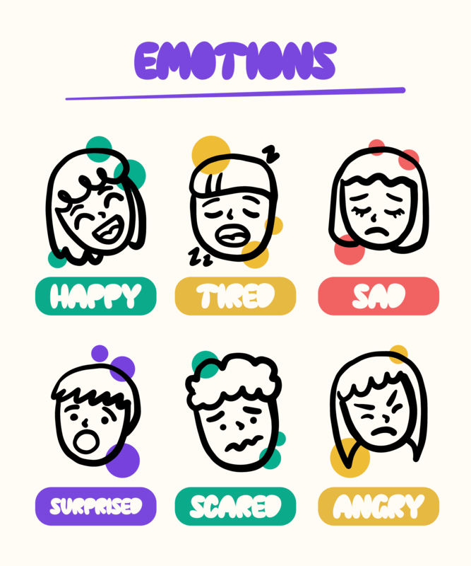 Worksheet Design Creator Featuring Illustrated Characters With Different Emotions