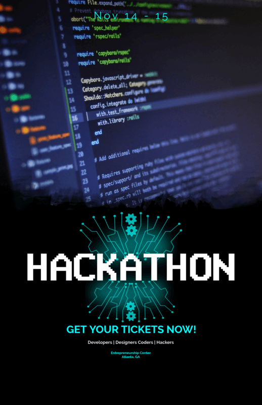 Customizable Flyer Template For Hackathons And Tech Conferences