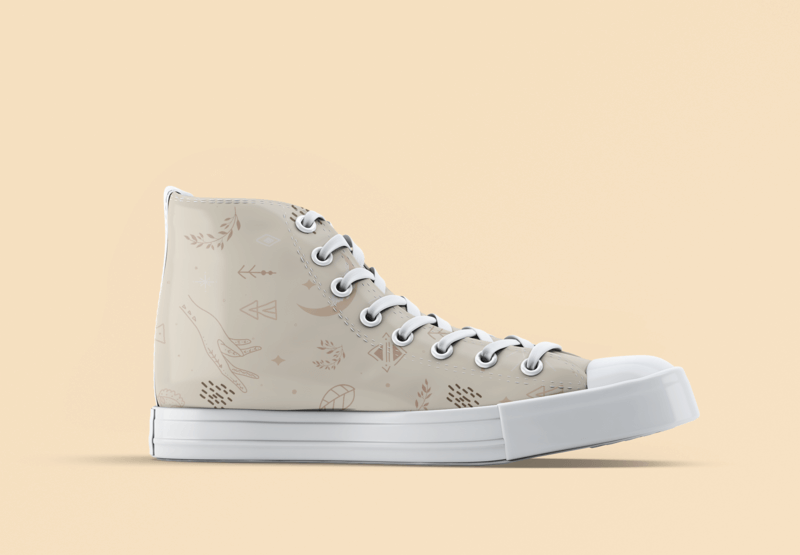 Minimalist Shoe Mockup Design Featuring A Single Sneaker Against A Solid Color Backdrop