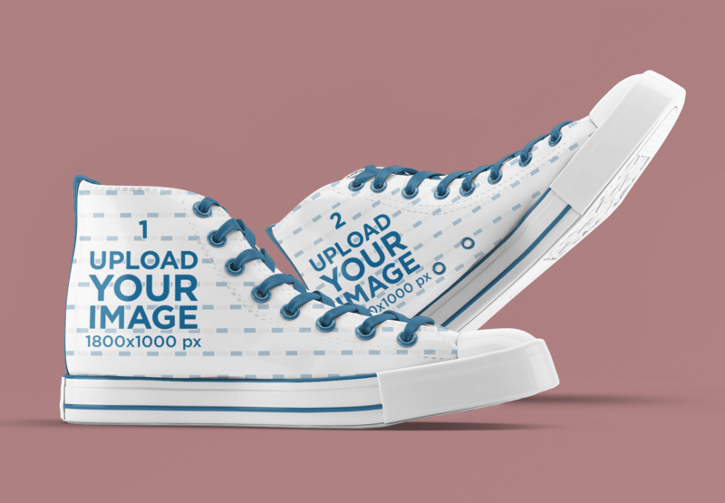 Mockup Of A Pair Of Canvas Sneakers With A Plain Background
