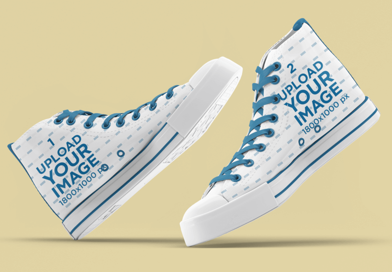 Mockup Of A Pair Of Sublimated Canvas Sneakers