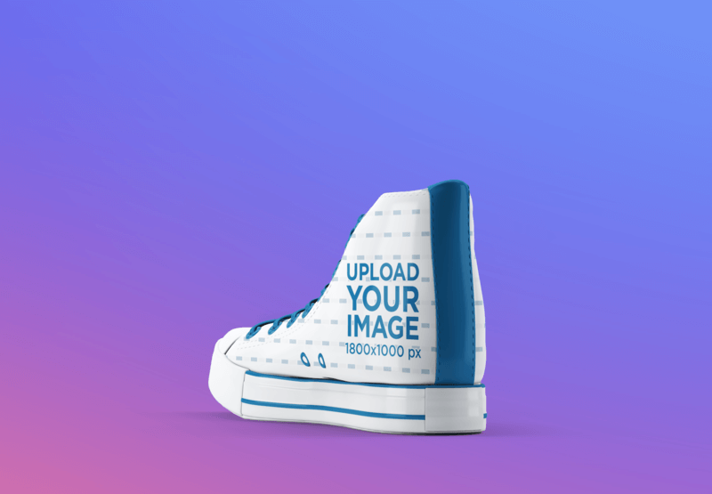 Mockup Of A Single High Top Sneaker Against A Gradient Backdrop