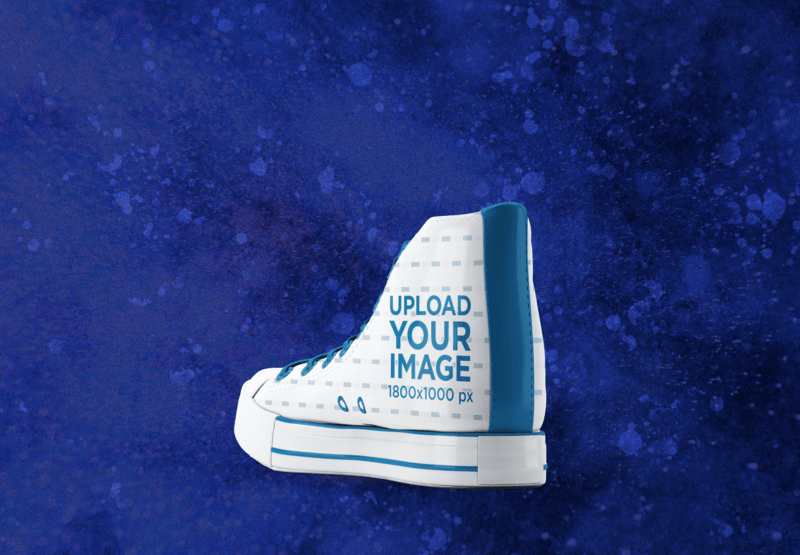Mockup Of A Single High Top Sneaker Against An Abstract Backdrop