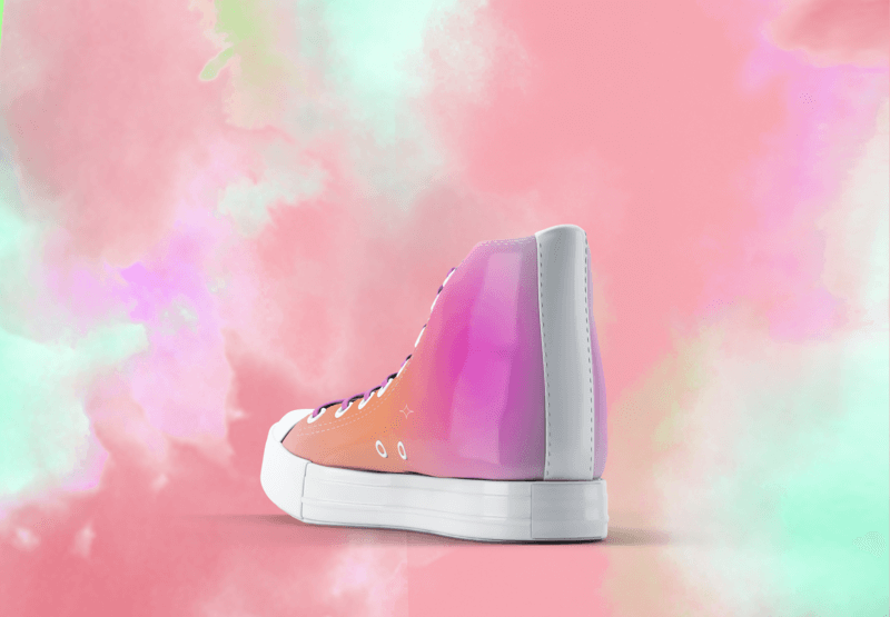 Mockup Of A Single High Top Sneaker With A Gradient Design Against A Colored Backdrop