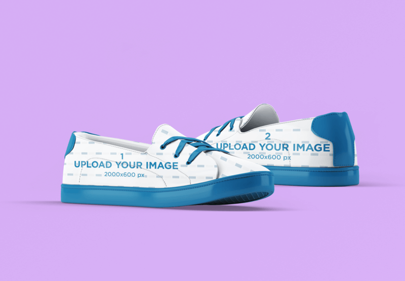 Sneakers Mockup Featuring A Colored Backdrop