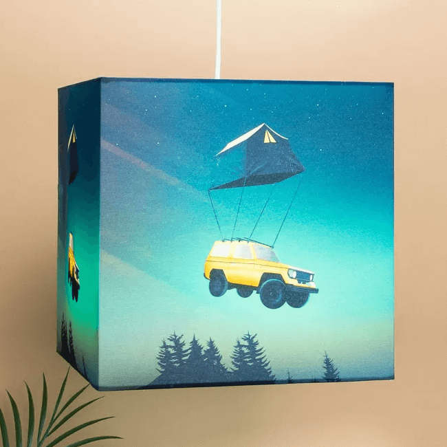 Square Lamp Shade With Car Design Made By Contrado