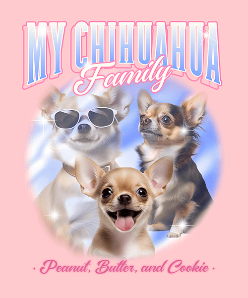 T Shirt Design Generator Featuring A Chihuahua Collage And A 90s Style