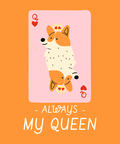 T Shirt Design Maker Featuring A Dog In A Queen Card Graphic In Reference To Queen Elizabeth S Corgis