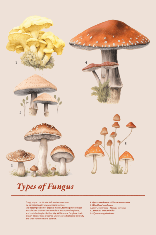 Art Print Design Maker Featuring Illustrated Mushrooms