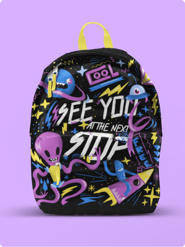 Backpack Mockup Featuring A Travel Pattern