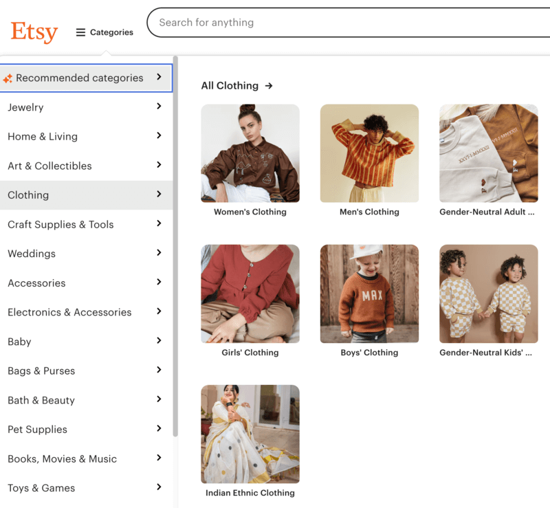 Etsy Categories