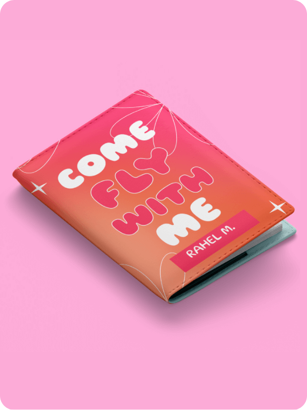 Mockup Of A Passport Cover With A Pink Gradient Design And A Travel Quote