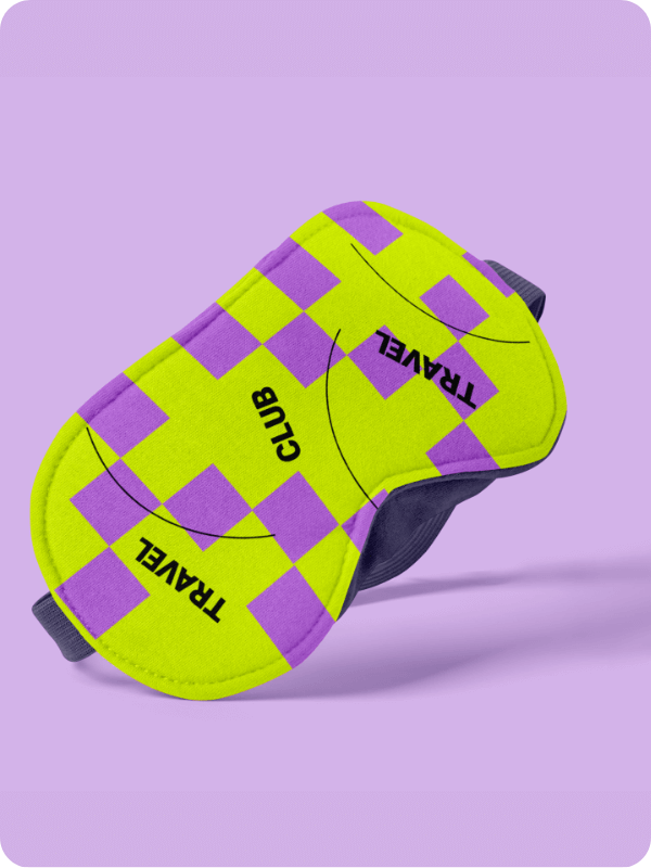 Mockup Of An Eye Mask With A Travel Design In Vibrant Colors