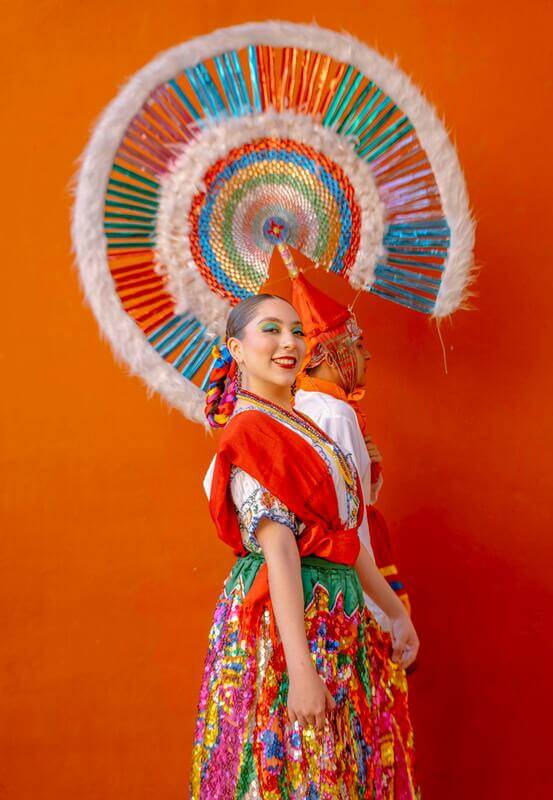 Smiling Woman Wearing A Traditional Mexican Attire