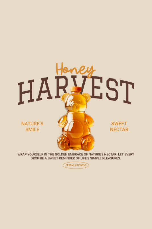 T Shirt Design Featuring A Bear Shaped Bottle Of Honey