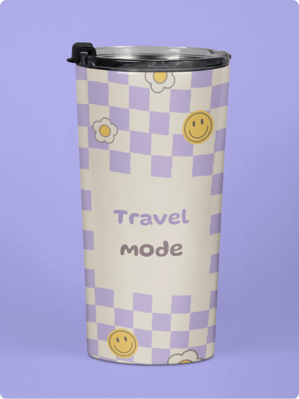 Travel Mug Mockup With A Purple Background